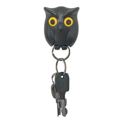 Night Owl Magnetic Wall Key Holder with Eye-Opening Feature - Black, White, Brown