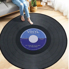 Vinyl Record Printed Round Carpet Rugs