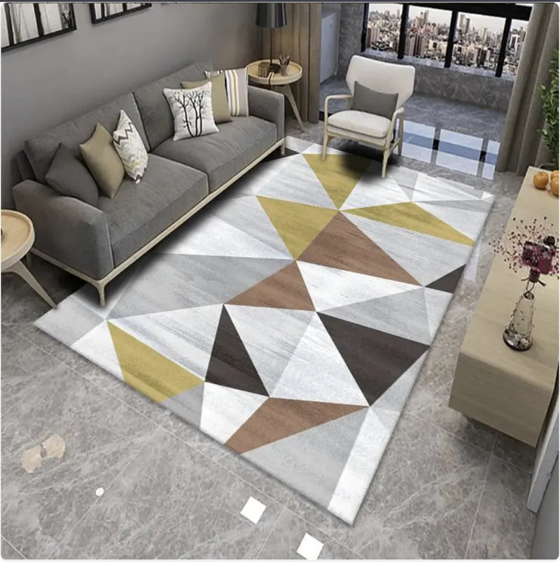 Geometric Striped Crystal Velvet Living Room Carpet