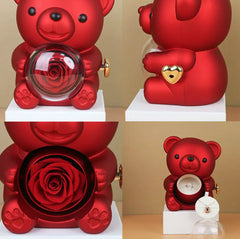 Rotating Bear Rose Jewelry Gift Box